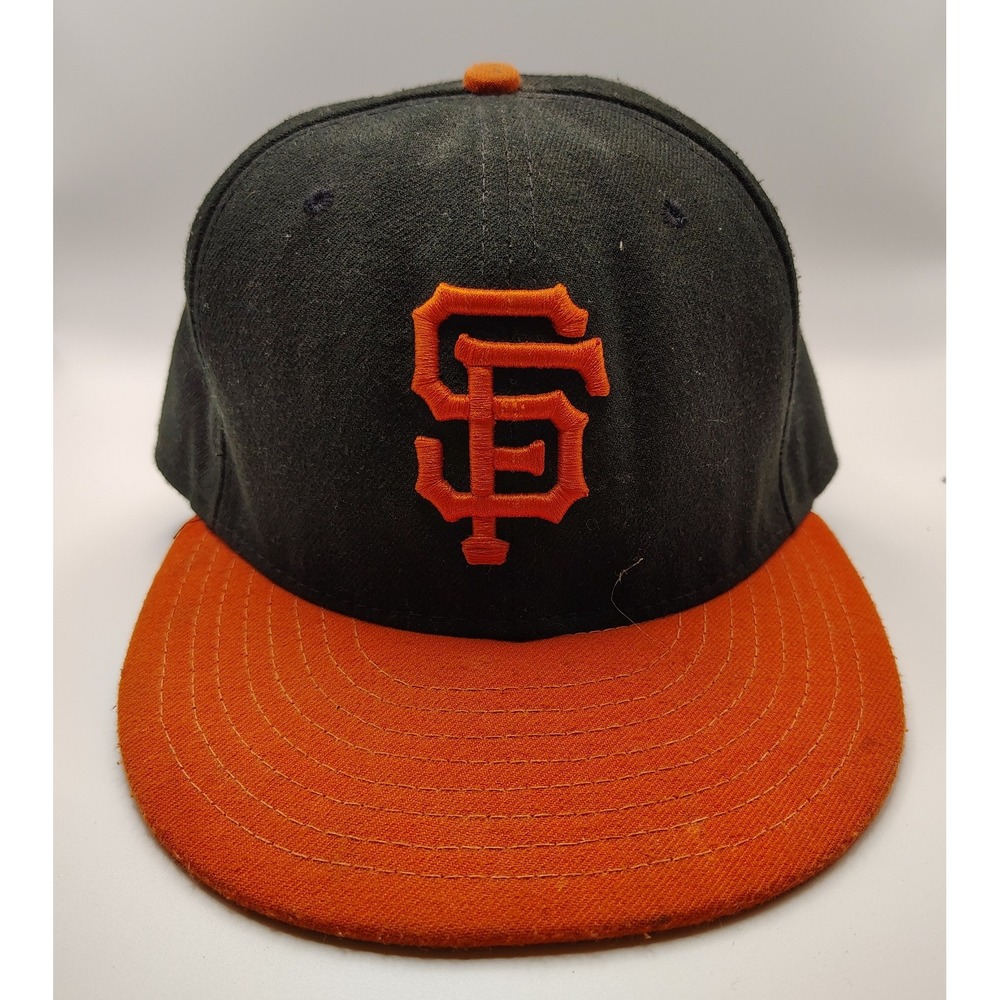 New Era San Francisco Giants MLB Baseball Cap Fitted Size 7 1/4 Black Orange
